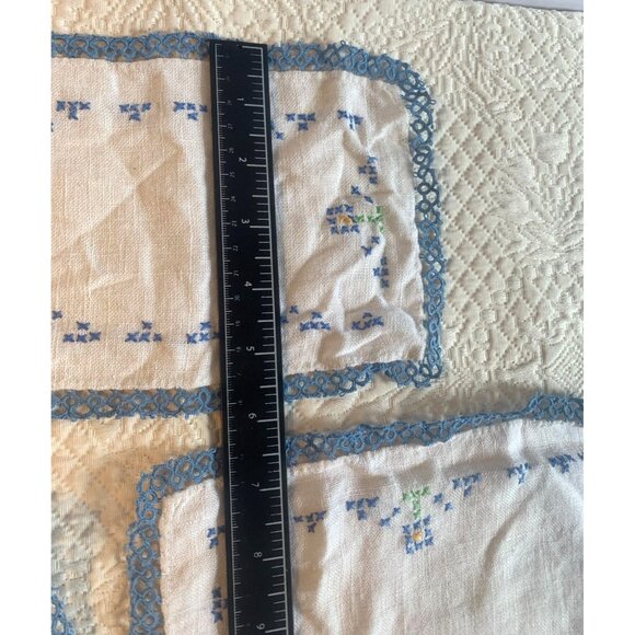 Vintage blue lace and flower cross stitch doilies set of 3 - Picture 14 of 14